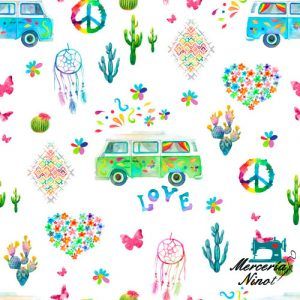 Tela-color-blanco-estampada-con-dibujos-naturaleza