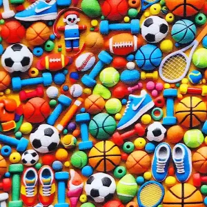 Tela Juguetes Deportes 3D