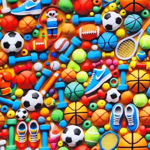 Tela Juguetes Deportes 3D
