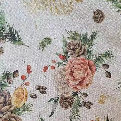 Tela Mantel Navidad Piñas - Imagen 2