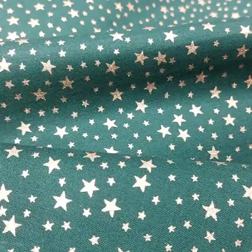 Tela Navidad Verde Estrellas